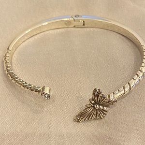 Brighton Butterfly Hinged Silver Bangle Open Cuff Bracelet Swarovski Crystals